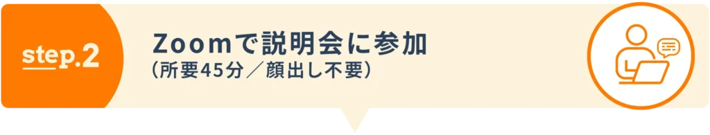 step2：Zoomで説明会に参加（所要45分／顔出し不要）